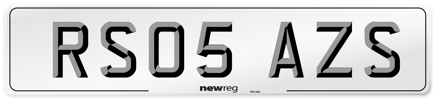 RS05 AZS Number Plate from New Reg